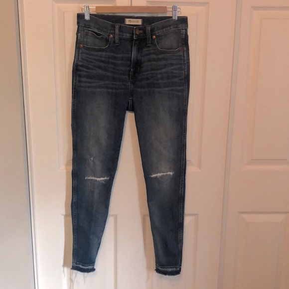 Madewell Denim - MADEWELL 9" High Rise Skinny Distressed Raw Hem Jeans Size 29